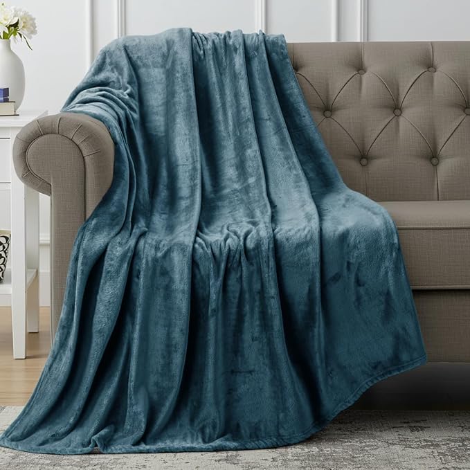 Utopia Bedding Soft Fleece Bed Blanket Throw Size Stone Blue (50x60 Inch) | Microfiber Plush Warm Lightweight Breathable Cozy Blanket Anti-Static, All Season Use, Gift for Women and Men