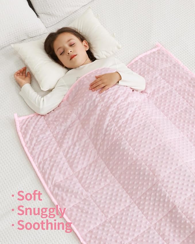 Mr. Sandman Weighted Blanket for Sleeping 3 lbs, 36 x 48 Inches | Soft Cooling Minky Dots; Machine Washable; Glass Bead Filling; Weighted Blanket for School and Home; Pink