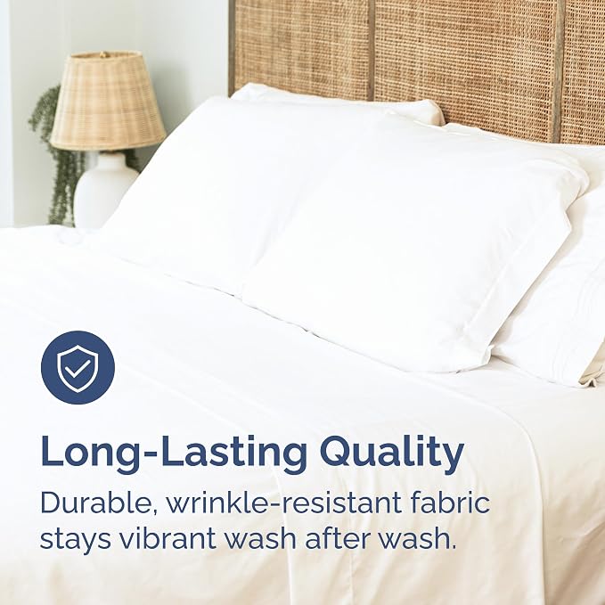 Queen Flat Sheet - Single Top Flat Sheet Only - Cooling - Antique White | Hotel Luxury Top Flat Sheet Only, Ultra-Soft, Breathable & Cooling, Fade & Wrinkle Free, Easy-Care, Stain & Shrink Resistant