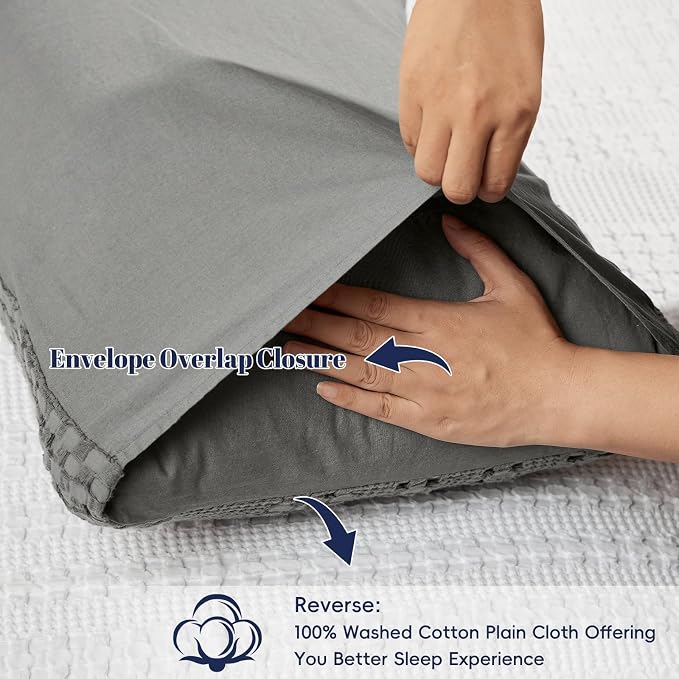 PHF 100% Cotton Waffle Pillow Shams Standard Size, 2 Pack 20" x 26" Soft Skin-Friendly Pillowcases, No Filling, Aesthetic Woven and Breathable Waffle Weave Pillow Case Covers for Bed, Dark Grey
