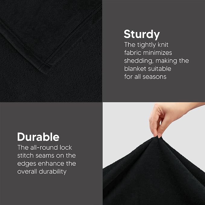 Utopia Bedding Ultra Soft Fleece Bed Blanket Twin Size Black (60x80 Inches) | Microfiber Plush Warm Lightweight Breathable Cozy Blanket Anti-Static, All Season Use, Gift for Women and Men