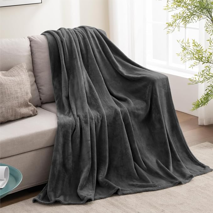 BEDELITE Fleece Blanket Soft Plush Twin Size Blanket Charcoal Grey 60"x80" | Ultra Soft Fleece, Plush Microfiber, Lightweight Warmth, All Season Comfort, Fade Resistant, Machine Washable, Couch Sofa Bed