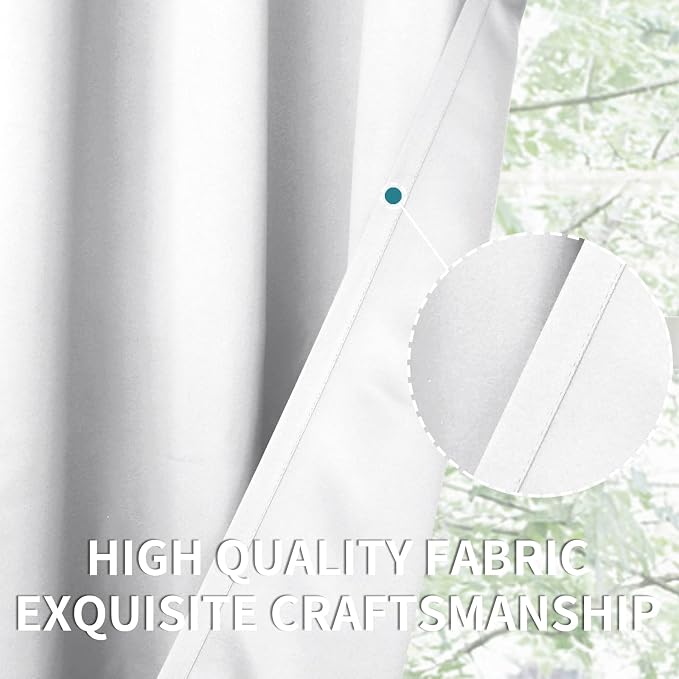 BGment Room Darkening Curtains 72 Inches Long - Grommet Thermal Insulated Drapes Window Treatment Curtains for Bedroom, 2 Panels, 52 x 72 Inch, Pure White