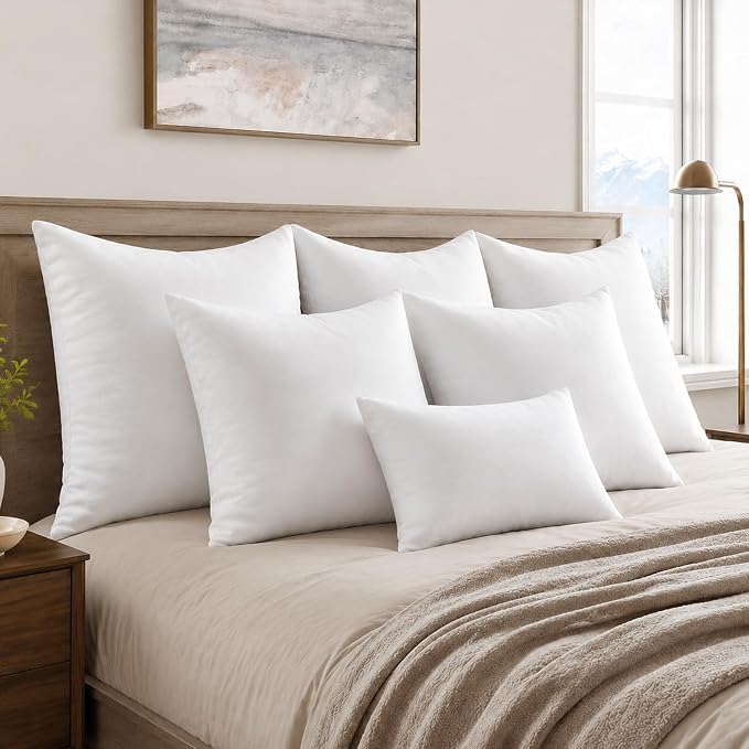 MIULEE 26x26 Euro Pillow Inserts 2 Pack, Throw Pillows for Couch Bed | 100% Virgin Filling, Decorative Pillows, Full and Fluffy, Lumbar, Back and Neck Support