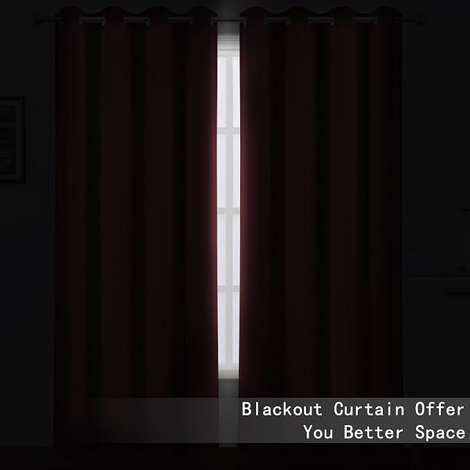 Blackout Curtains 66 x 84 inch/Burgundy Red Curtains Set of 2 Panels/Thermal Insulated Room Darkening Bedroom Curtains