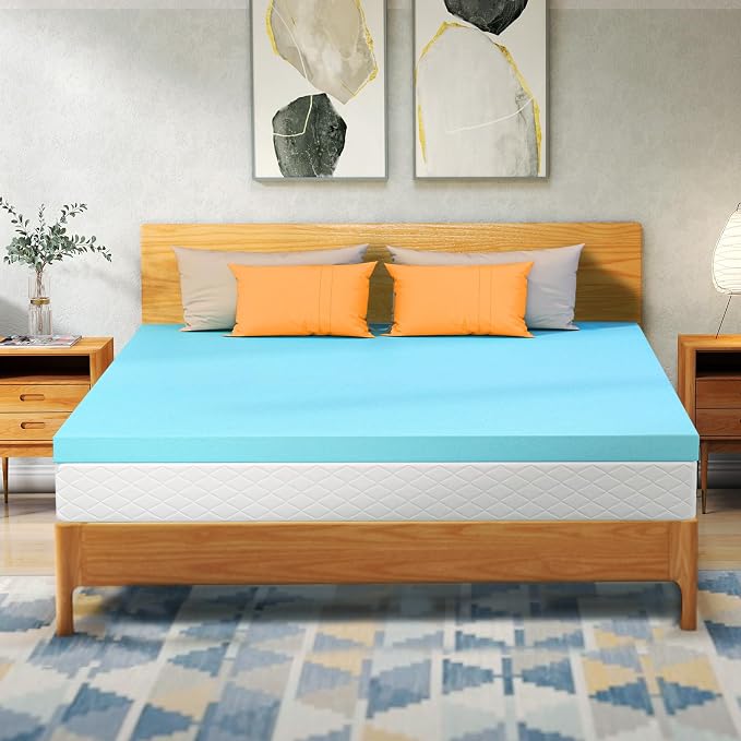 VALUXE Twin XL Mattress Topper 3 Inch Cooling Gel Memory Foam | CertiPUR-US Certified Topper & Pad for Back Pain Relief, Soft Breathable Bedding with Pressure Relief (Blue)