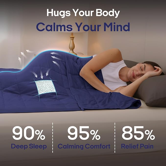 ZonLi Weighted Blanket for Adults (60"x80", 15lbs, Dusk Blue) | Queen Size High Breathability Cooling Heavy Blanket, Soft Material with Premium Glass Beads, All-Season, Easy Care