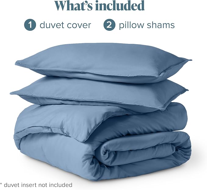Bare Home Duvet Cover Set 1800 Ultra-Soft (Queen, Coronet Blue) | Lightweight, Cooling, Breathable, Premium 1800 Ultra-Soft, All-Season