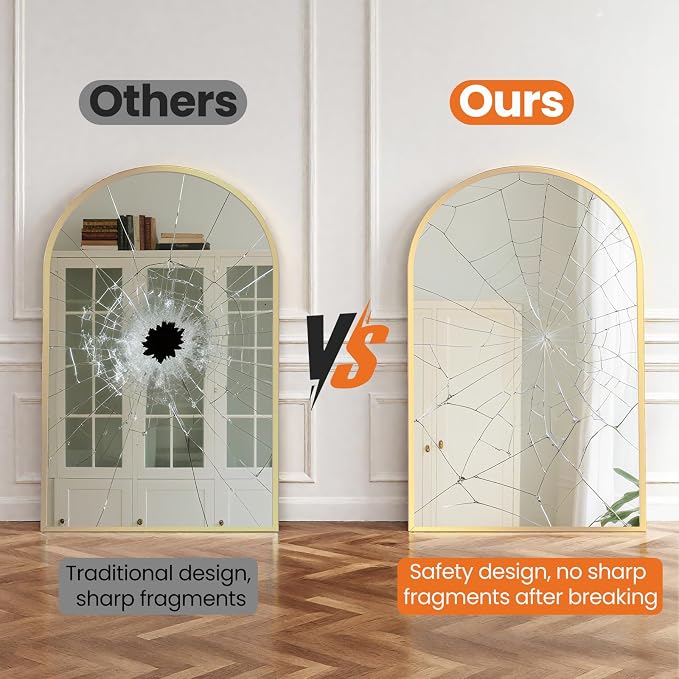 Sweetcrispy 20"x30" Arched Gold Bathroom Mirrors for Wall | Bathroom Mirrors for over sink, Metal Framed with HD Shatter-Proof Glass for Entryway, Living Room, Bedroom