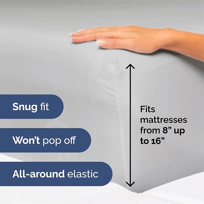 King Size 4 Piece Sheet Set - Ultra Soft & Cooling Bed Sheets - Soft Grey | Fits 8 Inch to 16 inch Mattress, Wrinkle Free & Fade Resistant with Deep Pockets, Breathable, Comfy Hotel Luxury Bedding