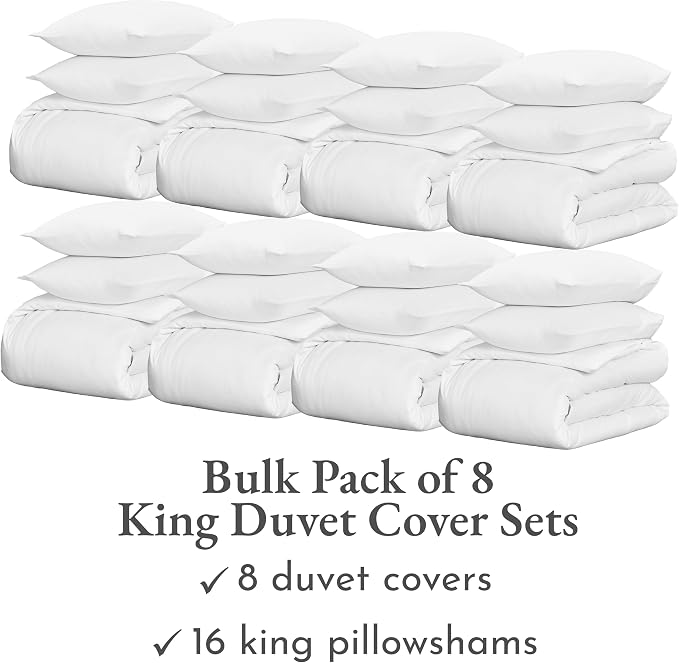 California Design Den Soft 100% Cotton Sateen Duvet Cover King Set, White | 3-Piece Set with 2 Pillow Shams, Backed by Good Housekeeping Seal, Button Closure & Corner Ties, 400 TC 100% Cotton Sateen