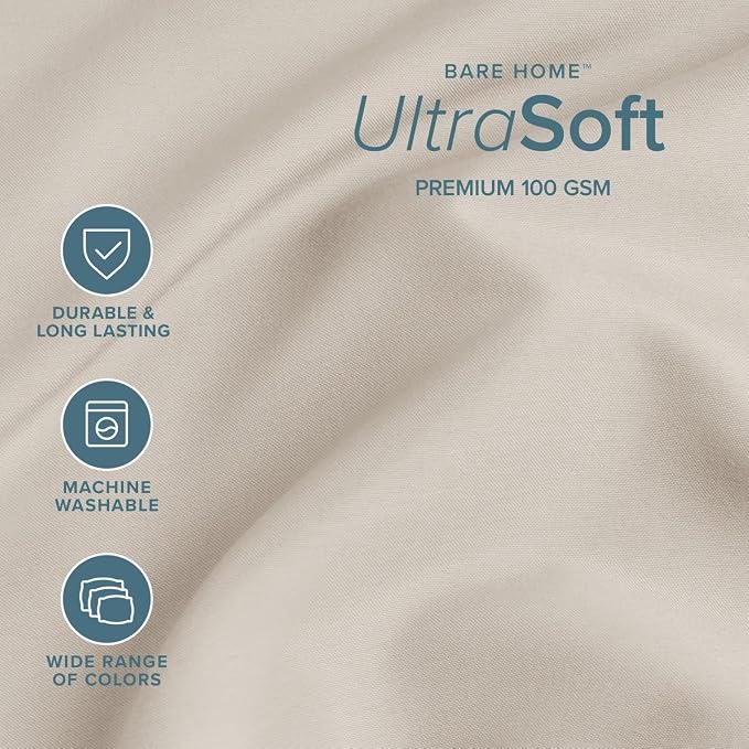 Bare Home Split King Sheet Set - 1800 Ultra-Soft (Split King, Wheat) | Deep Pockets 6 to 15 Inches, Breathable, Hypoallergenic, Hotel Luxury, Easy Fit, Soft, All-Season