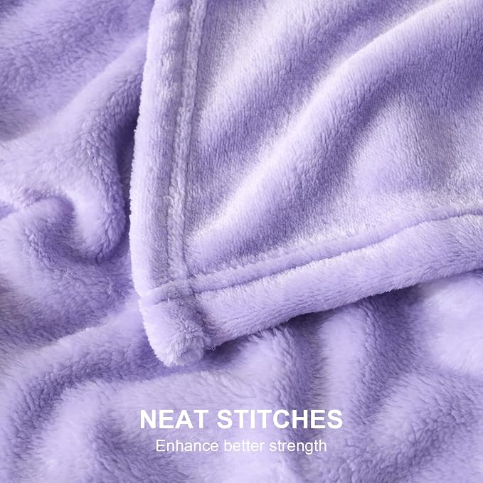 Hansleep Throw XL Light Purple Fleece Blanket, Soft Flannel Bed Blanket | Fuzzy Cozy Blanket 50x70 Inches, Multi-use for Bed, Sofa, Couch, Travel, Camping, All Season Warm Lightweight Cover