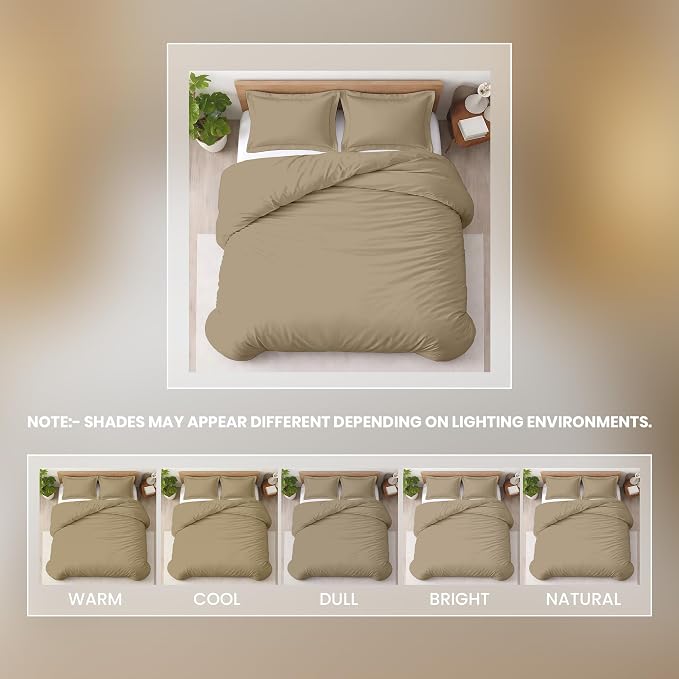 3 Pc 120"x120" Duvet Cover Set Super King Plus/Super Oversize King 100% Egyptian Cotton - 600 TC Comforter Cover, Zipper Closure & Corner Ties - Fits Only Extra Large Inserts -Taupe