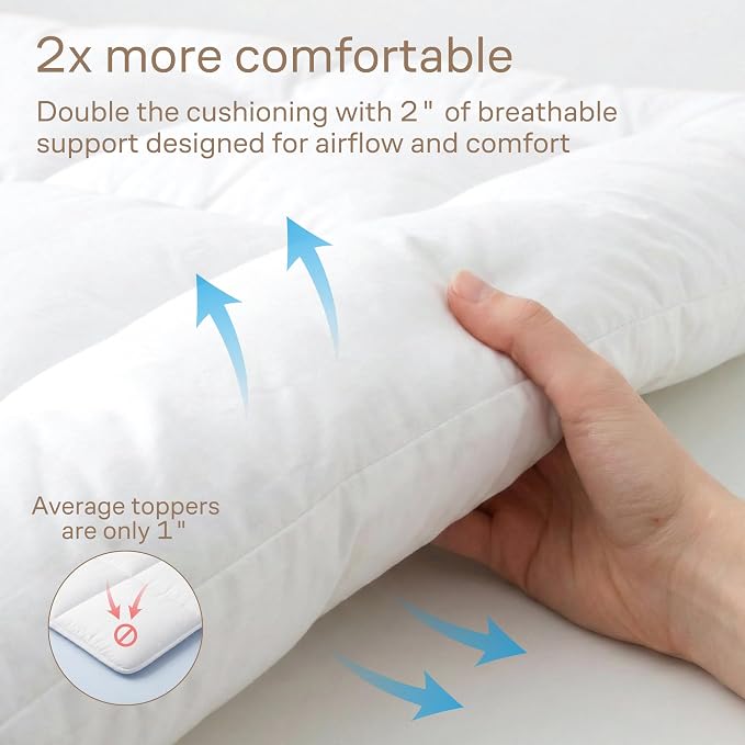 Ultra Soft & Cooling Mattress Topper - Twin XL Size | Cloud-Like Mattress Pad, Full Back Support, Breathable, Perfect for Hot Sleepers, White