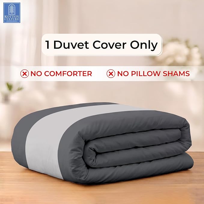 1 Pc California King Size Duvet Cover Only -100% Egyptian Cotton 600 Thread Count Ultra Soft Premium Durable Comforter Cover Zipper Closure & Corner Ties (Dashing Grey,104"x98")