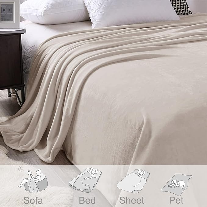 Exclusivo Mezcla Soft Fleece Blanket Twin Size for Bed, Camel | 60x80 Inches, Double-Sided Brushed Flannel, Lightweight Plush Cozy Blanket for Home Decor, All Season, Machine Washable