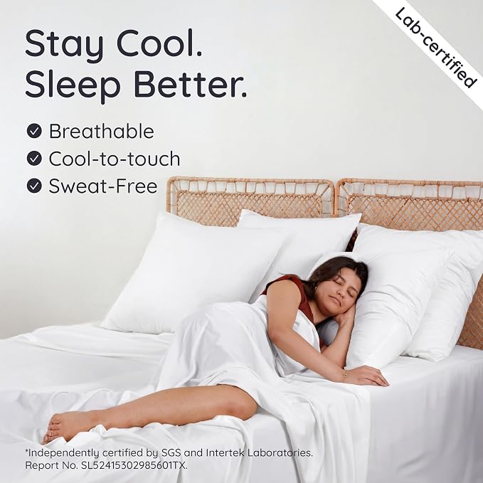 Bambaw 100% Viscose Derived from Bamboo Fitted Sheet Twin Size, 15’’ Deep Pocket Twin White Fitted Sheet Only, Cooling Fitted Sheet Twin Size, Breathable & Soft Fitted Sheet with Corner Straps (White)