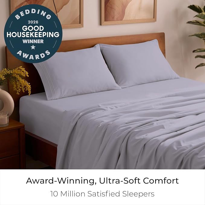 Mellanni Iconic 4-Piece, Ultra Soft Sheet Set (Full, Lavender) | 10M+ Sleepers. Lab-tested: Sleeps Cool, Stays Bright, Strong, Smooth. Good Housekeeping Best Bedding, 7 yrs running.