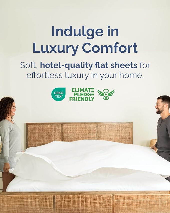 Twin Flat Sheet - Single Top Flat Sheet Only - Breathable & Cooling - White | Hotel Luxury Top Flat Sheet Only, Ultra-Soft, Breathable & Cooling, Fade & Wrinkle Free, Easy-Care, Stain & Shrink Resistant