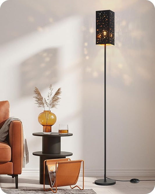 64.6" Floor Lamp, with Foot Switch, Standing Lamp with Sky Stars Design, Modern Freestanding Lamp (Bulb Not Included), for Living Room, Bedroom, Office, ETL Listed,Black Starry Sky AB07LD05