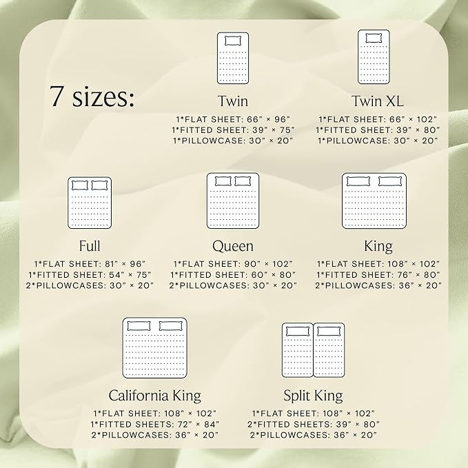 Split King Sheets for Adjustable Bed, Soft Deep Pocket Bed Sheets Set, 5PC | LuxClub Silky Fitted Sheet & Pillowcase Sets, Breathable Hotel Luxury Bedding for Mattress Wrinkle Free, Sage Green