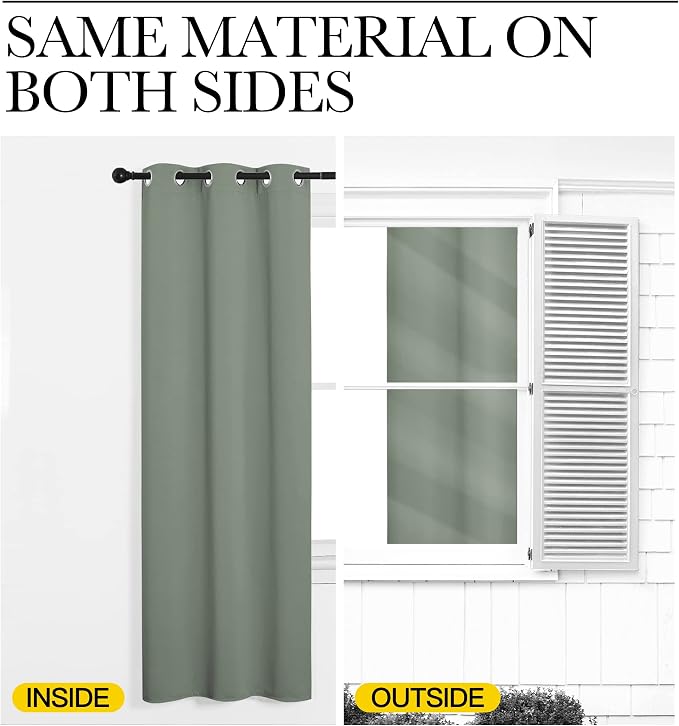 NICETOWN Sage Green Blackout Curtains for Nursery 42" w x 63" L 2 Panels | Nursery Essential Thermal Insulated Solid Grommet Top Short Drapes for Son's Room, Light Blocking Room Darkening Decor