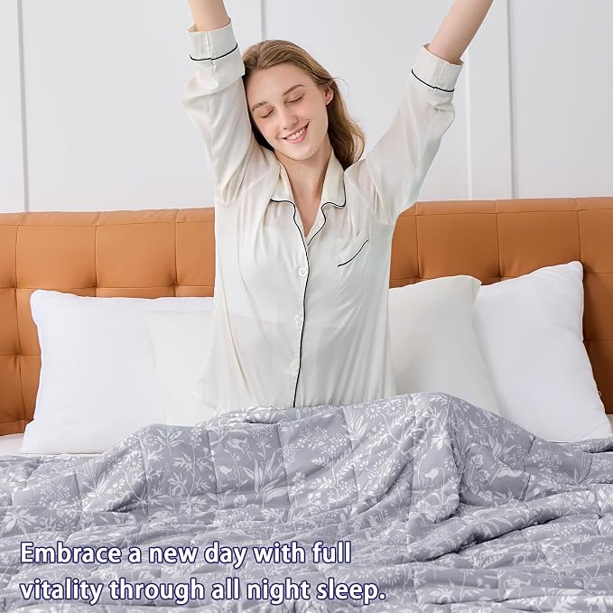 yescool 25 lbs Weighted Blanket Queen Size for Adults (60”x 80”, Pearl Grey) Cooling Heavy Blanket for Sleeping Perfect for 240-260 lbs, Winter Thick Breathable Blanket with Premium Glass Bead