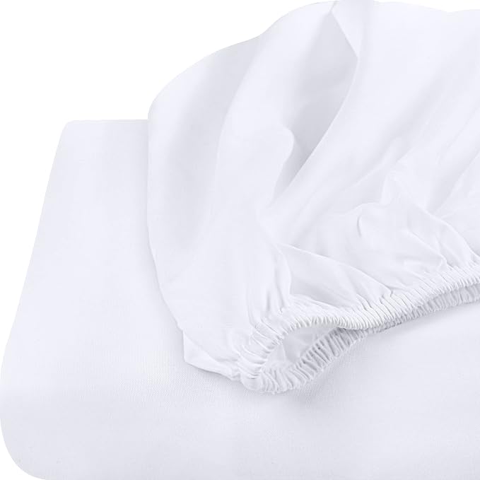 Pack of 2 King Fitted Sheet, Fits Up to 16 Inch Deep Pocket, White | Hotel Comfort, Cooling & Breathable Cotton like Polyester, Easy Fit, Wrinkle & Fade Resistant, Snug Fit, Easy Care, Oeko-Tex