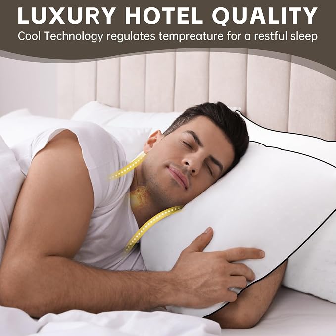 HIMOON Bed Pillows for Sleeping 4 Pack,King Size Cooling Pillows Set of 4,Top-end Microfiber Cover for Side Stomach Back Sleepers