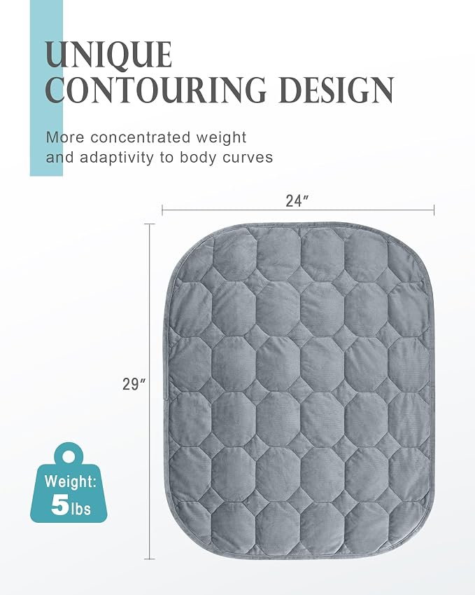 Cottonblue Small Weighted Lap Blanket for Adults Teens 5lbs 24"x29", Grey | Luxury Crystal Velvet Weighted Blanket Pad, Washable Portable Travel Blankets for Relaxation Sleeping All Season, Washable
