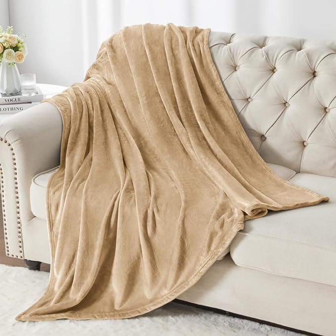 BEDELITE Fleece Blanket Soft Plush Twin Size Blanket Light Camel 60"x80" | Ultra Soft Fleece, Plush Microfiber, Lightweight Warmth, All Season Comfort, Fade Resistant, Machine Washable, Couch Sofa Bed