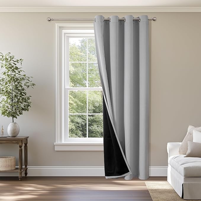 ChrisDowa Custom 100% Blackout Curtains for Bedroom with Black Liner | 1 Panel, Custom Size and Color, 2 Thick Layers, Thermal Insulated, Light Blocking, Window Treatment, Living Room Drapes