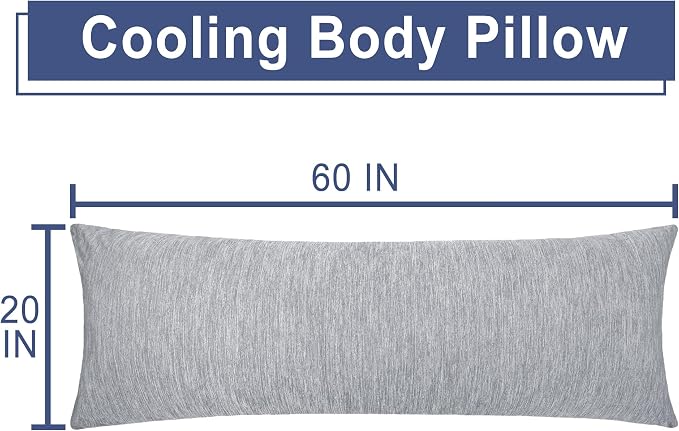 DWCN Cooling Body Pillow for Adults, 20x60 Inch Light Grey - Shredded Memory Foam Body Pillow with Removable & Adjustable Filling, Full Body Support for Side Sleepers, Pregnancy & Pain Relief