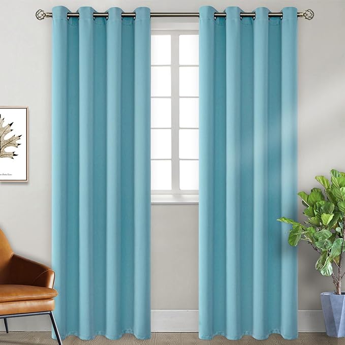 BGment Aqua Blue Room Darkening Long Curtains for Living Room - 2 Panels | Grommet Top, Extra Long, Light-Blocking, Sunblock, Thermal Insulated, Window Drapes for Bedroom, 52x120 Inch