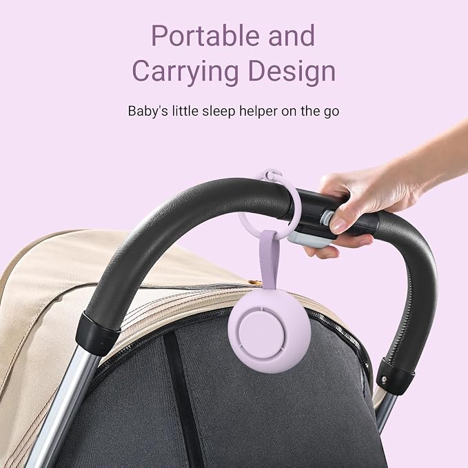 Portable Baby Sound Machine & Essentials for Babies & Kids-Purple | White Noise Machine[Timer Function][20 Soothing Sounds][15 Hours Battery Life]Travel,Registry,Gifts,Clips on Baby Stroller