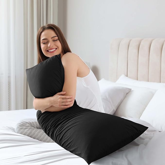 WhatsBedding Memory Foam Body Pillow with Cover, Long Bed Pillow for Adults | Breathable Zippered Cotton Cover,Long Pillow for Sleeping, Firm Pillow Fluffy Supportive for Side Sleepers