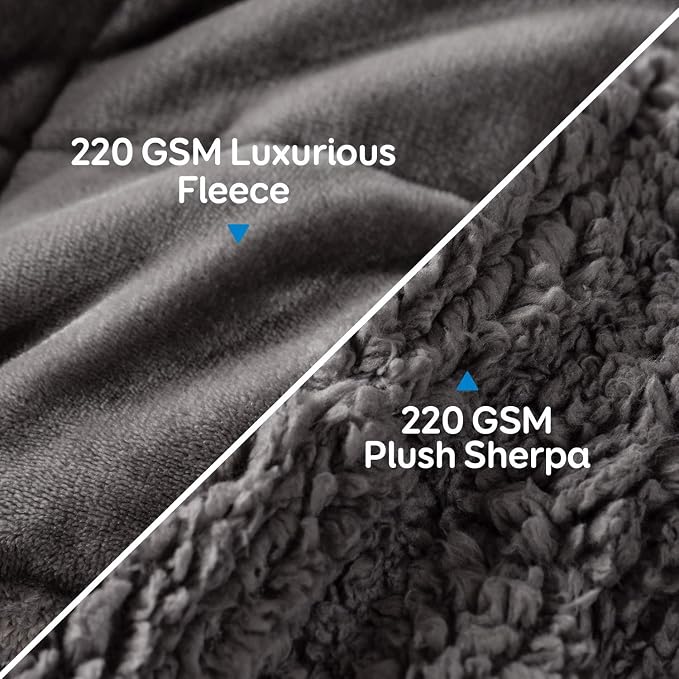 Cottonblue Weighted Blanket 15 lbs Queen Size for Adults 60x80 inches Soft | Cozy Flannel Weighted Throw Blankets for Calming Sleeping Relaxing, Warm Fuzzy Bed Sofa Heavy Blanket Machine Washable,Grey