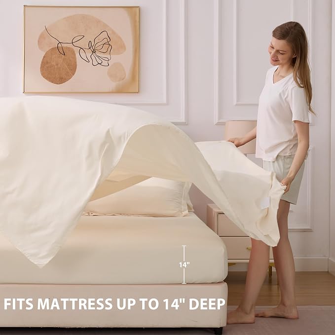 King Comforter Set Beige - Bed in a Bag King Size 7 Pieces, Soft Bedding Set for All Seasons, Premium King Comforter Set with Comforter, Sheets, Pillowcases & Shams