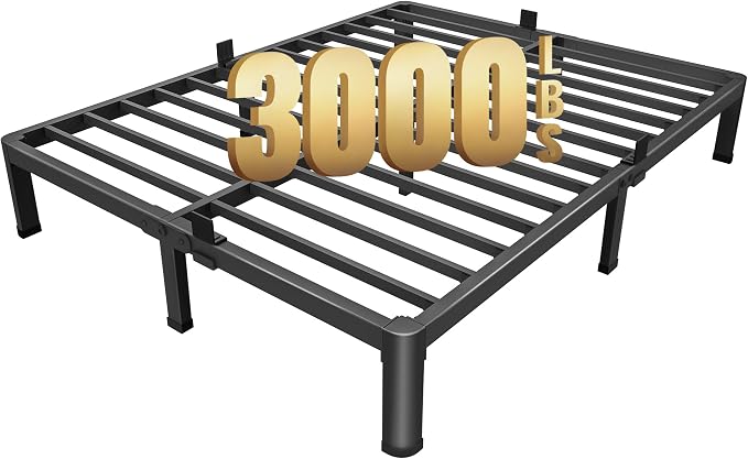 MAF 7 Inch Queen Metal Platform Bed Frame with Round Corner Legs | Mattress Slide Stopper, 3000 LBS Heavy Duty Steel Slats Support, Noise Free, No Box Spring Needed, Easy Assembly, Anti-Slip