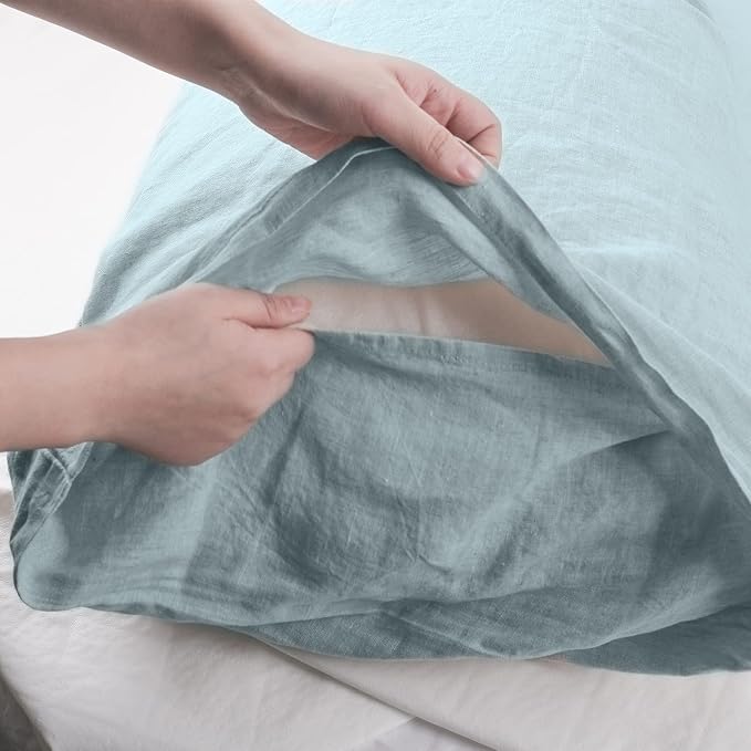 Simple&Opulence Body Pillow Cover 20" x 54",100% Pure Linen, Ultra Soft and Breathable, Body Pillowcase with Envelope Closure for Adults(Dusty Blue)