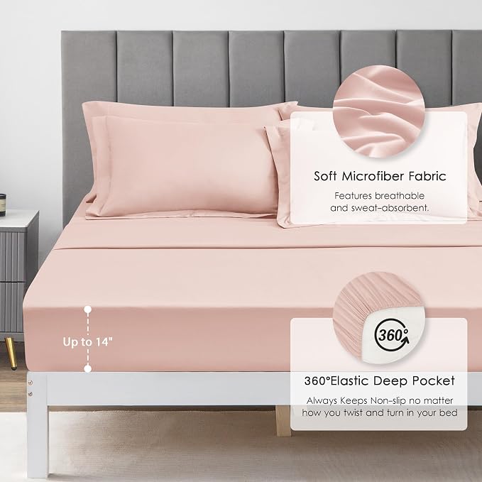 Love's cabin Twin XL Bedding Set, 5 Pieces Pink All Season with Comforter, Sheets, Pillowcase & Sham