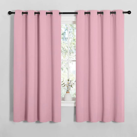 NICETOWN Bedroom Blackout Curtain Panels 1 Pair 55 by 68-inch Crystal Pink | Thermal Insulated Solid Grommet Blackout Curtains/Drapes