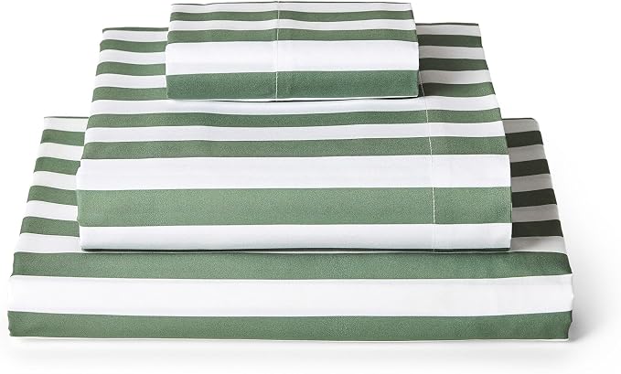 Mellanni Iconic 3-Piece, Ultra Soft Sheet Set (Twin XL, Oxford Stripe Sage) | 10M+ Sleepers. Lab-tested: Sleeps Cool, Stays Bright, Strong, Smooth. Good Housekeeping Best Bedding, 7 yrs running.