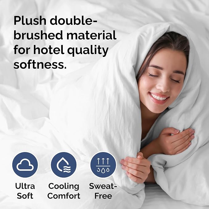 Duvet Cover Queen Size - Extra Soft 3 Piece with Zipper Closure - White | Extra Soft, Breathable, Queen Duvet Cover 90" x 90" with 2 Pillow Shams, Zipper Closures & Ties, Women, Men, Kids & Teens