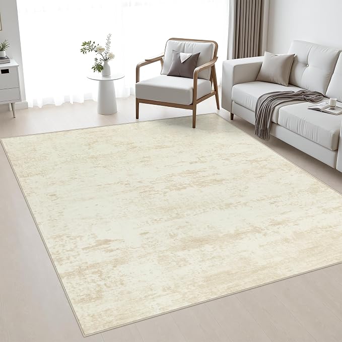 Area Rug Living Room: 5x5 Modern Washable Indoor Soft Carpet Beige | For Bedroom Dining Room Farmhouse Nursery Hallway Office,Modern Abstract,Machine washable,Non-Slip,Stain Resistant,Indoor