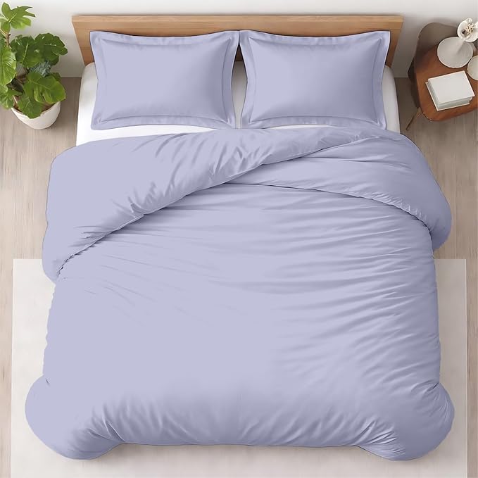Kotton Culture 3 Pc Duvet Cover King Size Set-100% Egyptian Cotton 600 Thread Count Ultra Soft Premium Durable Comforter Cover Zipper Closure & Corner Ties - (Cornflower Blue, 104" X 94")