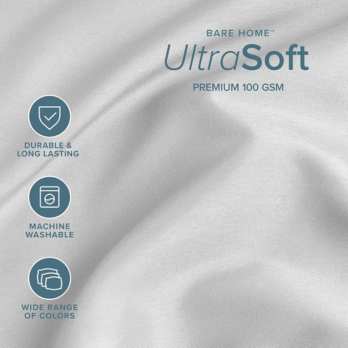 Bare Home Sheet Set - 1800 Ultra-Soft (Split Head Flex King, Cloud Grey) | Deep Pockets 6 to 15 Inches, Breathable, Hypoallergenic, Hotel Luxury, Easy Fit, Soft, All-Season