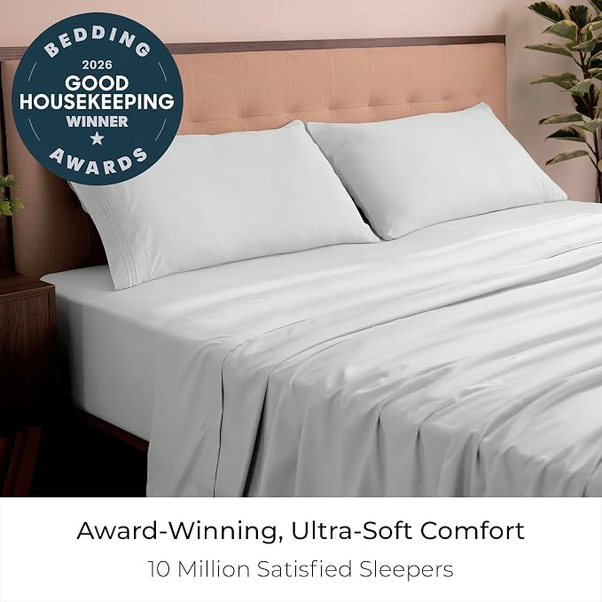 Mellanni Iconic 4-Piece, Ultra Soft Sheet Set (King, Ivory) | 10M+ Sleepers. Lab-tested: Sleeps Cool, Stays Bright, Strong, Smooth. Good Housekeeping Best Bedding, 7 yrs running.