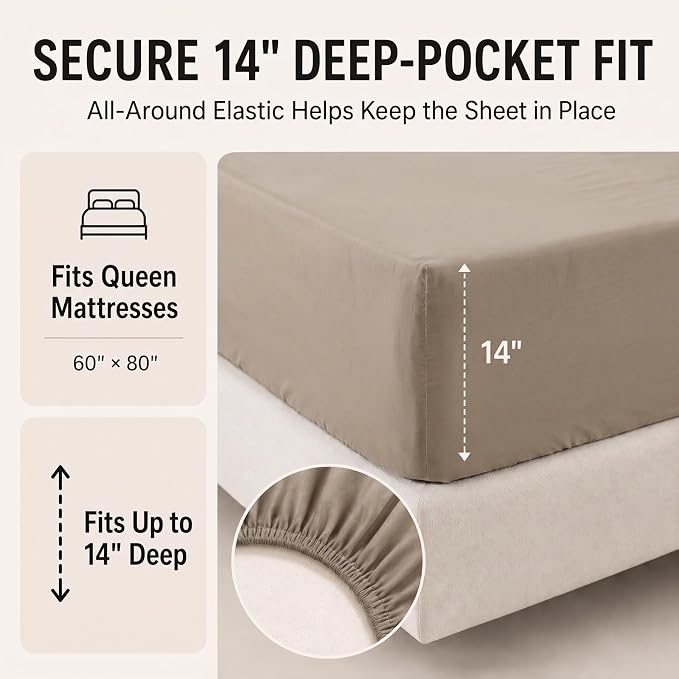 Queen Comforter Set Khaki - 7 Pieces Bed in a Bag | OEKO-TEX Certified, All-Season, Bedroom, Guest Room, Down-Alternative Comforter + Flat & Fitted Sheets + 4 Pillowcases